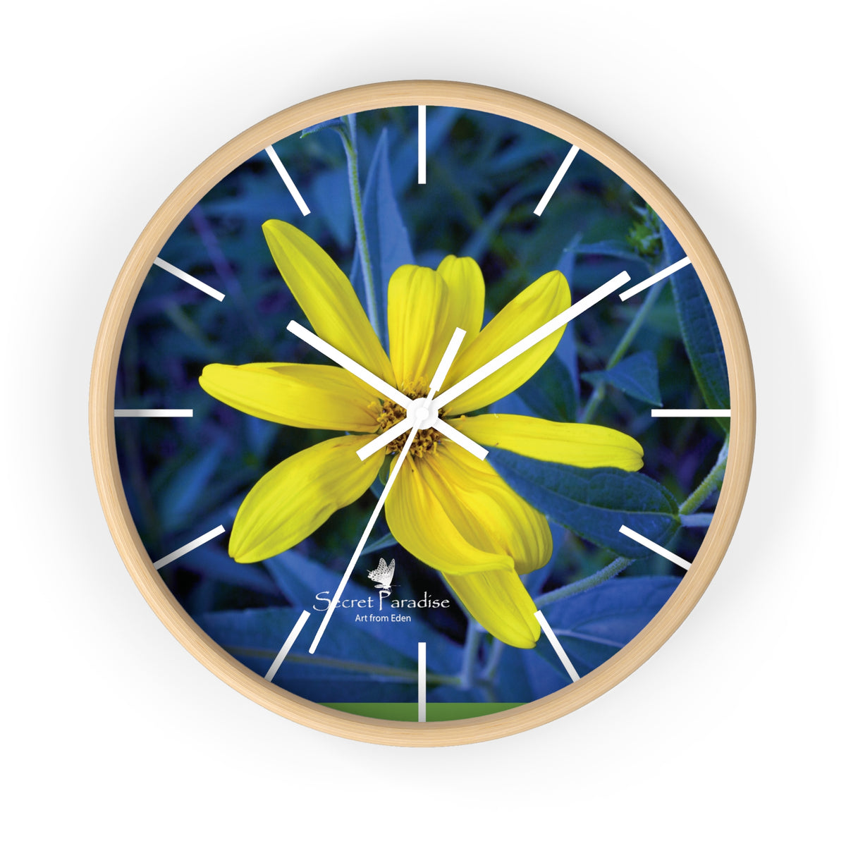 Yellow Flower Floral Wall Clock