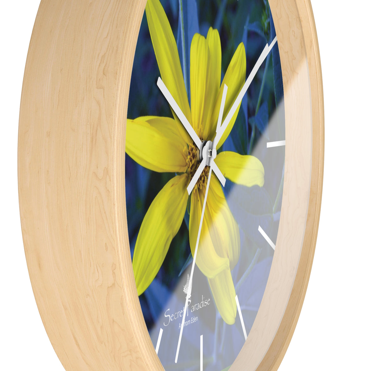 Yellow Flower Floral Wall Clock