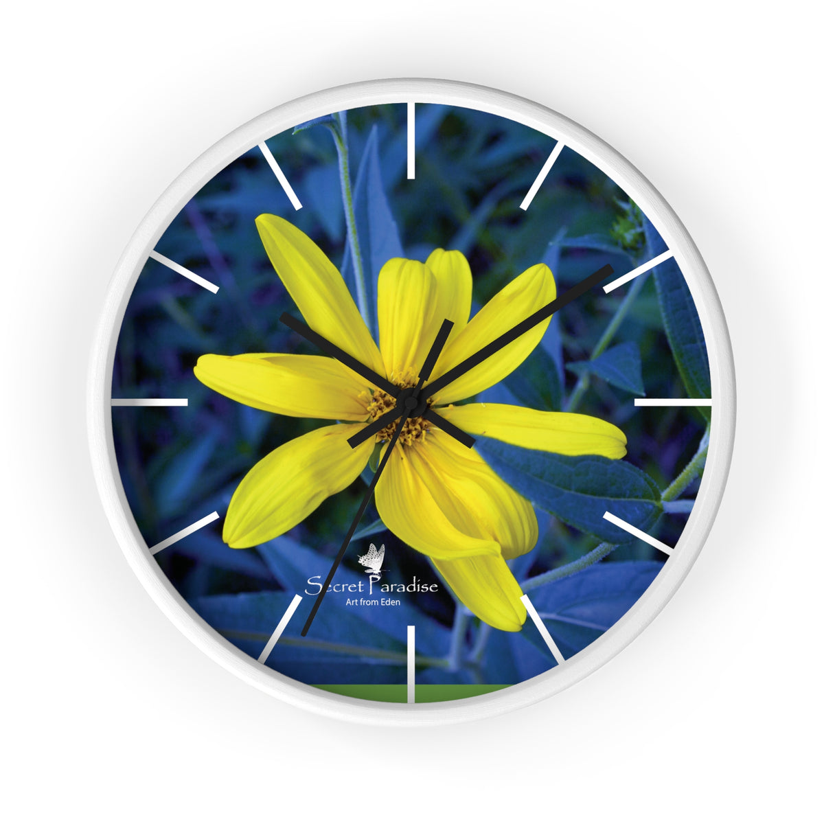 Yellow Flower Floral Wall Clock
