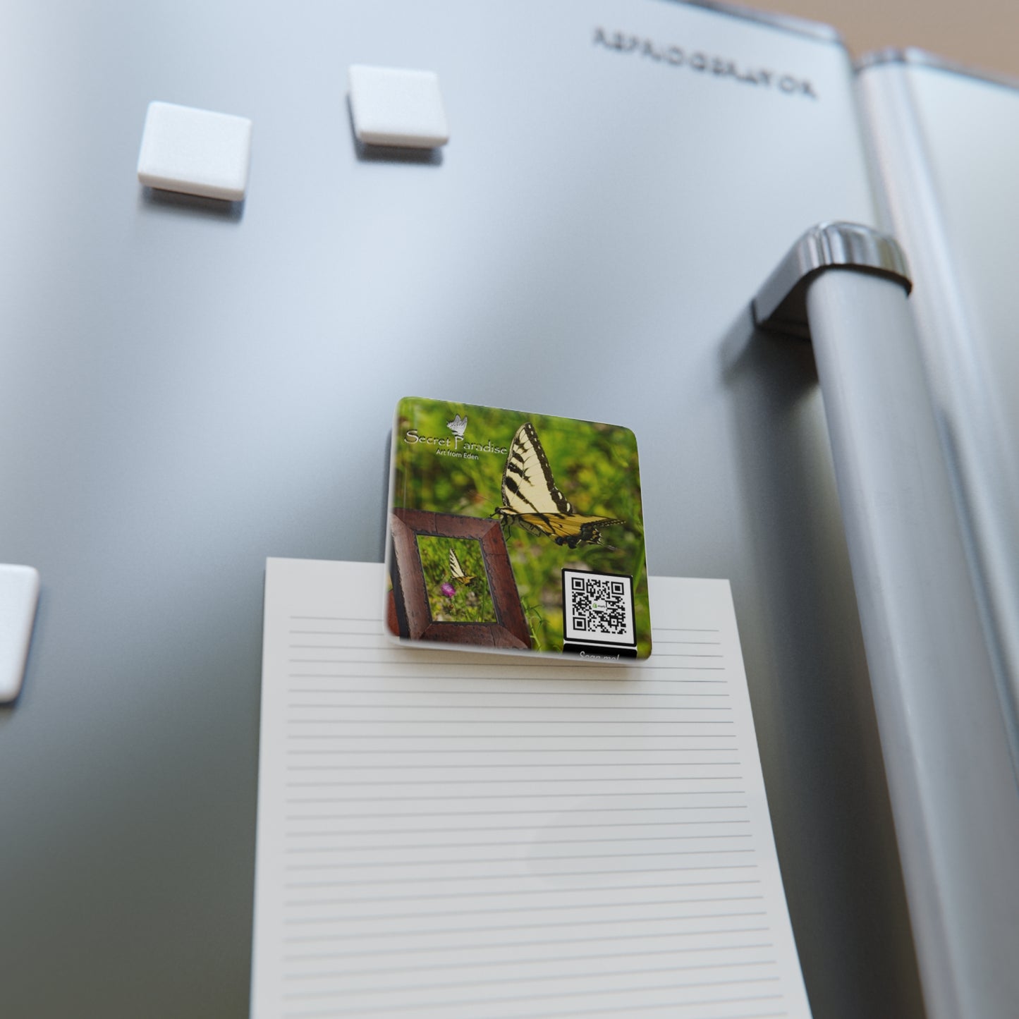 Butterfly Porcelain Magnet - Nature-Inspired Square Decor