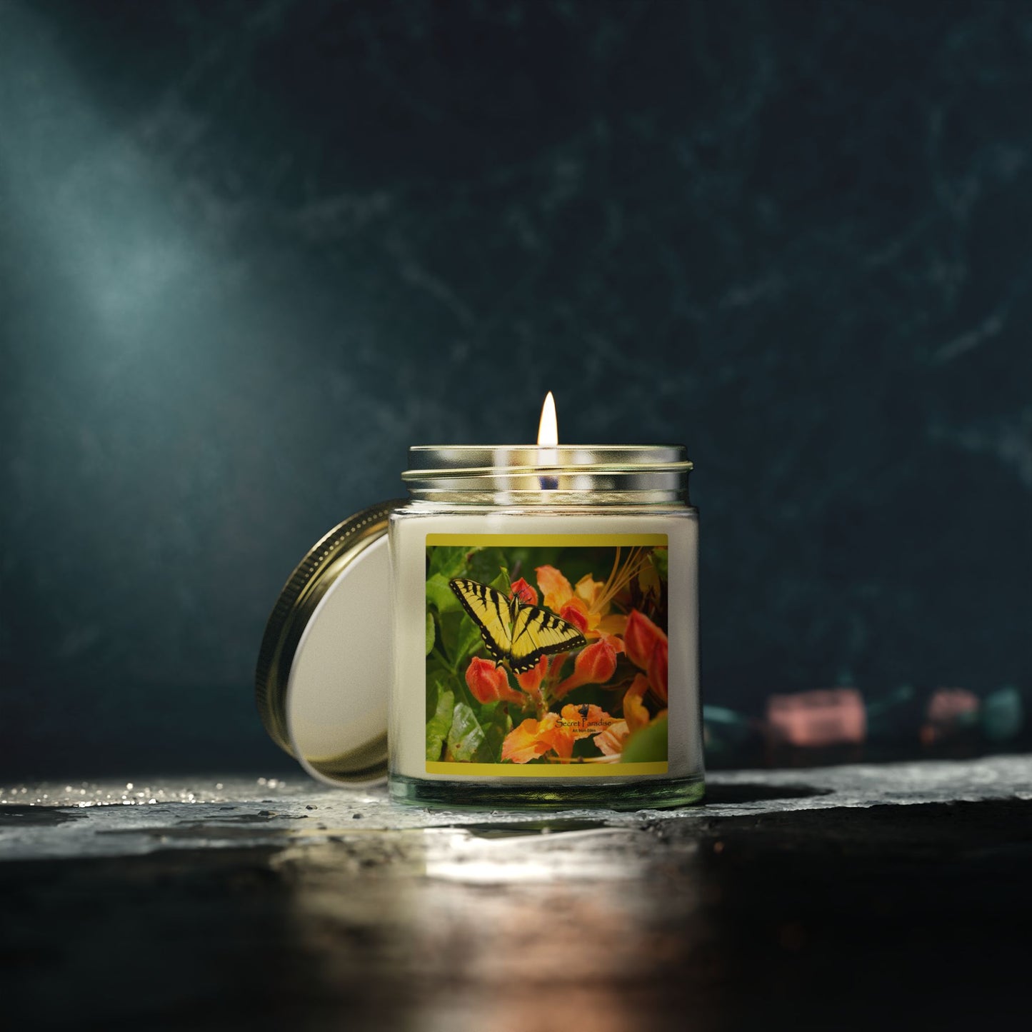 Coconut Apricot Soy Candle — Floral Butterfly Scent (4oz & 9oz)