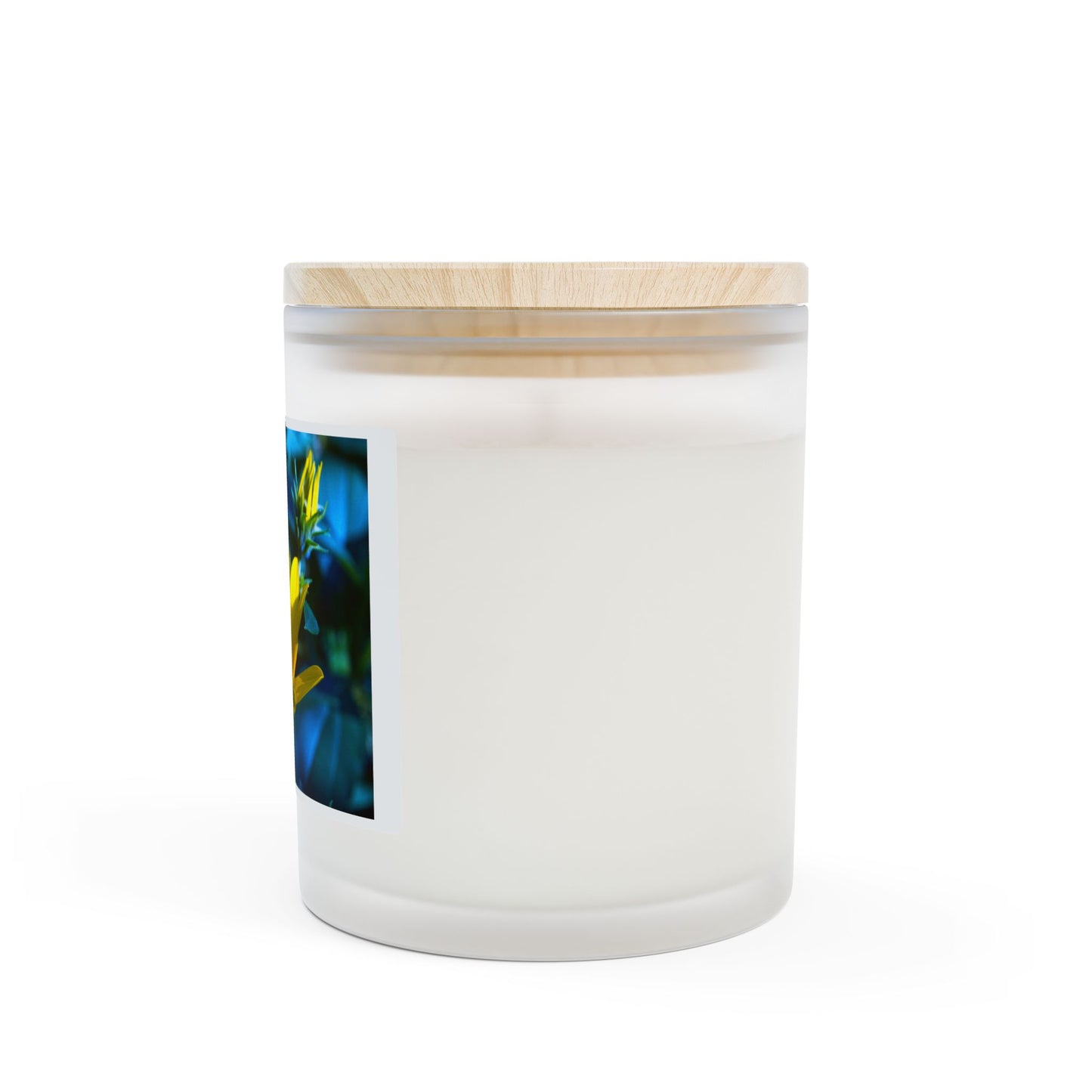 Frosted Glass Candle — Yellow Wildflower Photo Design, 11 oz
