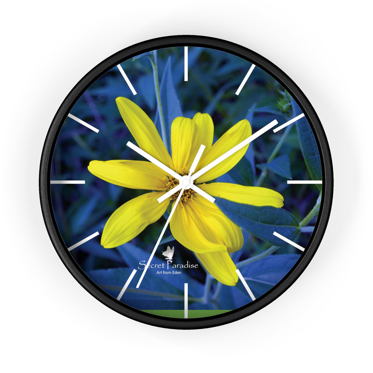 Yellow Flower Floral Wall Clock