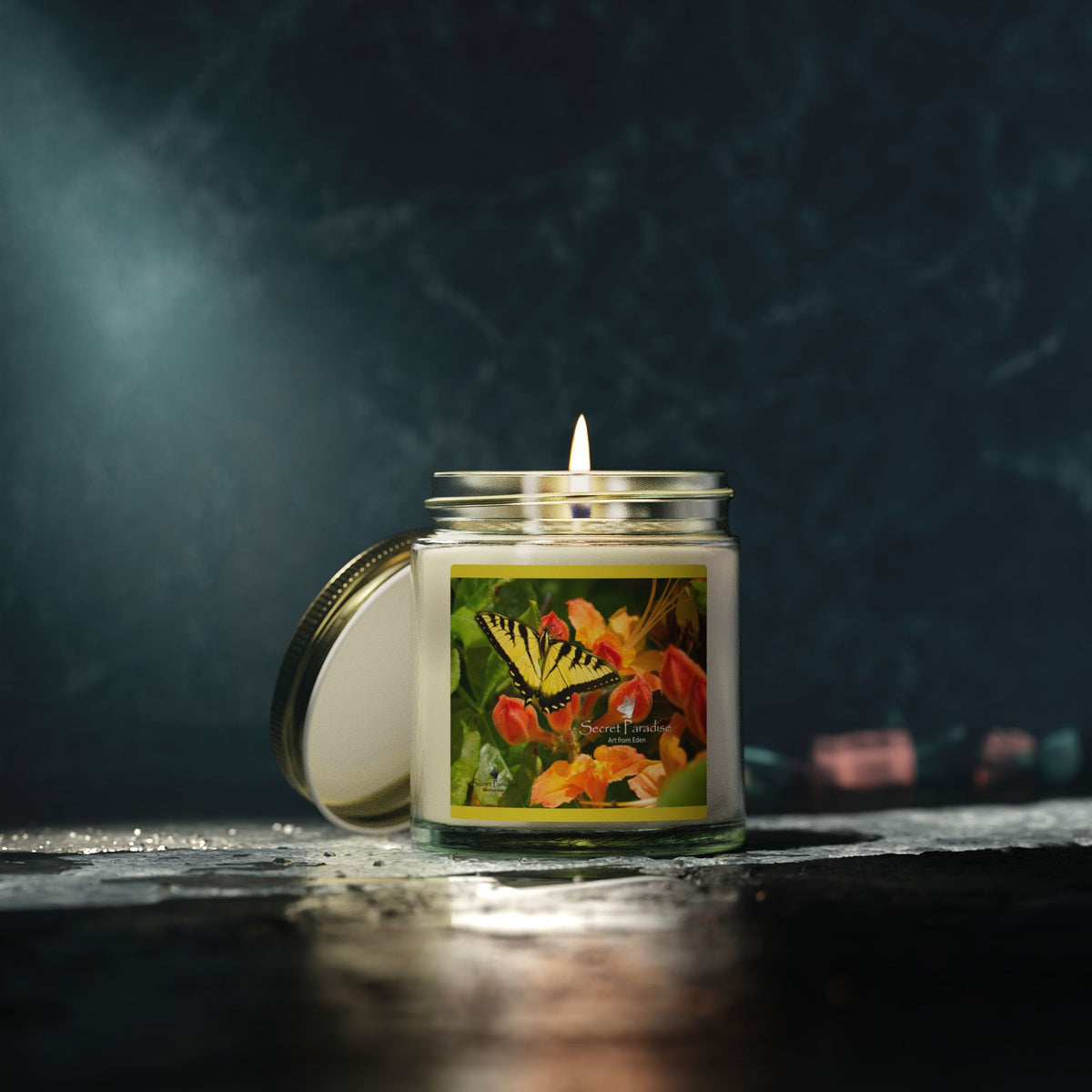 Coconut Apricot Soy Candle — Floral Butterfly Scent (4oz & 9oz)