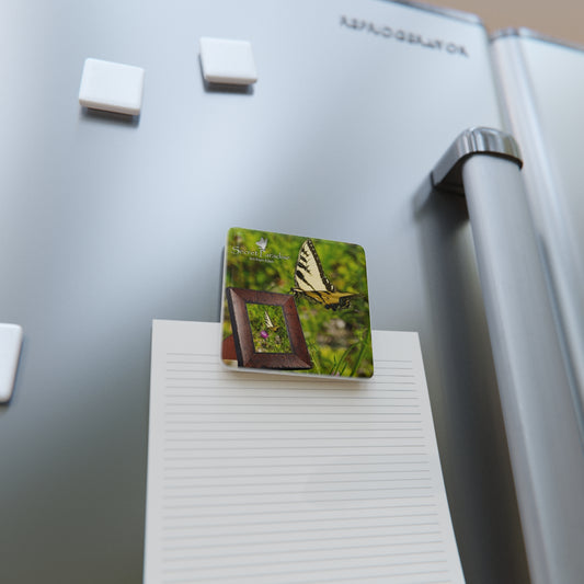 Butterfly Porcelain Magnet - Nature-Inspired Square Decor