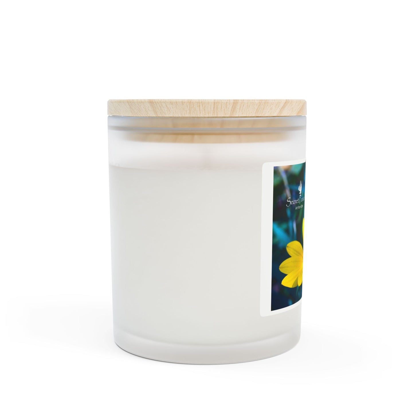 Frosted Glass Candle — Yellow Wildflower Photo Design, 11 oz